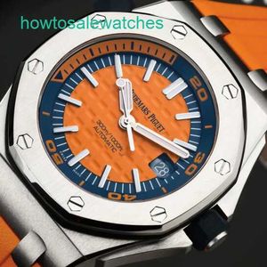 Luksusowy zegarek AP nadgarstek Royal Oak Offshore Series 15710st Precision Steel Quarter Orange Plate Back Transparent męs