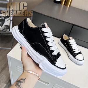 Mmy maison mihara yasuhiro skor klassiska designers avslappnade sneakers canvas tränare snörning massage plattform sko trim formad tå lyxiga män kvinnor sneaker