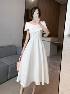 Elegant Evening Dress For Women Sleeveless Fashion Fairy Birthday Party Solid Midi 2024 Summer Sexy Engagement Dresses 240327