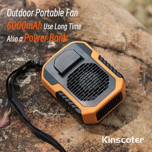 Kinscoter 6000mah подвесной шейный/талия вентилятор USB Mini Portable Feantable Fan для на открытом воздухе походы на скалолазание Sports 240403