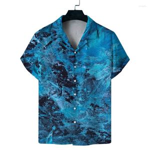 メンズカジュアルシャツ2024夏の外国貿易3Dプリントされた短袖香港スタイルパーソナライズされたポケットルーズハワイアンシャツ