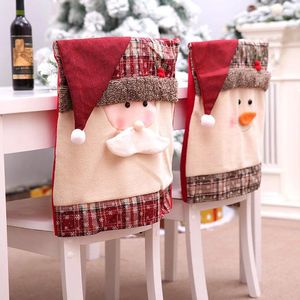 Chair Covers Christmas Cover Cute Plush Santa Claus Snowman Xmas Year Back Ornaments For Home 2024 Navidad Table Decor