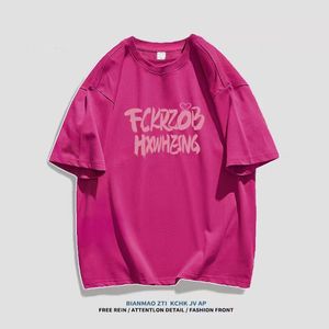 T-shirt maschile di design rosa top in cotone di alta qualità lettera inglese di alta qualità hip hop abbigliamento a maniche corte sciolte per uomini e donne S-3xl