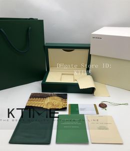 Nyaste toppkvalitet Bästa mörkgrön väska Watch Box Woody fodral för 126610 Box Booklet Card Taggar och papper Torka av Tyg Tyg Packing Case9808968
