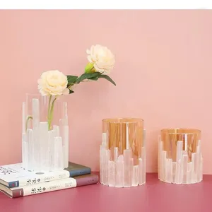 Vases Crystal Glass Vase Ornament Candlestick Home Decoration Flower Arrangement Hydroponics Decorative Crafts