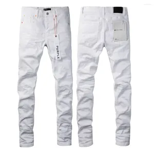 Kvinnors byxor lila varumärke högkvalitativa jeans 1: 1 2024 Tide mode smal gata vit denim liten ben