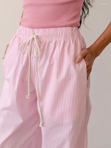 Kvinnors byxor kvinnor s y2k randtryck brett ben lång byxa elastisk midja avslappnad löst fit lounge pyjamas med fickor