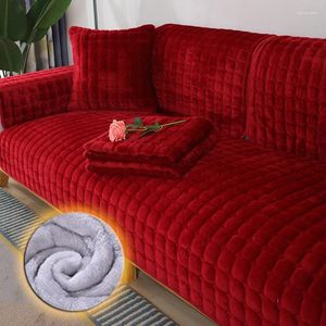 Stuhlabdeckungen warm warmes Plüschsofa Kissen Feste Farbe Nicht-Rutsch Cover-Deckel für Wohnzimmer Möbeldekoration Slipper Couch Haustiere Kinder Matte