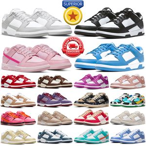 Designer Running Shoes Homens Mulheres tênis de tênis panda brancos preto cinza neblina tripla universidade rosa azul vermelho rosa sussurro plana esportes planos treinadores de homens gai