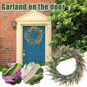 Decorative Flowers Simulated Wreath Door Decoration Pendant Lavender Water Plant European Style Plastic Handmade Semi W4S9