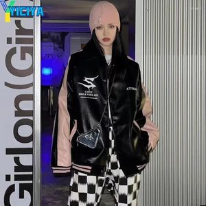 Kurtki damskie Yiciya skórzana uniwerek czarny wyścigowy płaszcz Zwycięski płaszcz Vintage Owewear Fashion Fashions 90s Bomber 2024 Kurtka