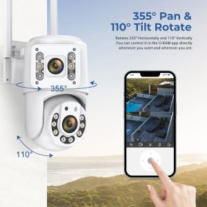 Kameror 8MP 4K IP -kamera WiFi PTZ Dual Lens Waterproof Surveillance Cameras Auto Tracking Color IR Night Vision Security Protection CCTV