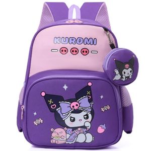 Desenho animado kuromi infantil backpack de desenho animado impressão de jardim de infância case de lápis menina bolsa de ombro de ombro infantil bolsa escolar presente 240314