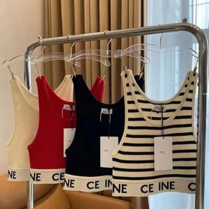 2024 Bayanlar Yelekler Kadın Örgü Yelek Tişörtleri Tişörtler Tasarımcı Çizgili Mektup Kolsuz Üstler Moda Stil Külot Giymek Günlük Moda Lady Yelek Dışarısı