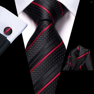 Бабочки Hi-Tie Полосатый черный золотой зеленый шелк свадебный галстук для мужчин Handky Mufflink Gift Shartie Designer Business Party