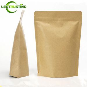 100st tjock återförslutningsbart Kraft Paper Zip Lock Packaging Bag Stand Up Foil Inlay Coffee Benas Snack Spice Tea Beaf Storage Pouches 240322