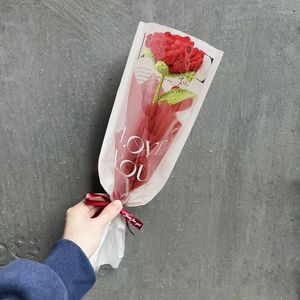 Dekoracyjne kwiaty ręcznie tkane sztuczna gałąź szydełka spiczasty róży róży Rose DIY Red Buquet Home Wedding Decoration Mother Valentine Gifts