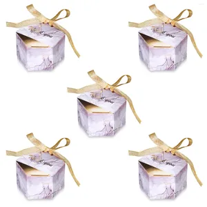 Wrap regalo 50pcs Marble Wedding Candy Boxes Purple Favours Gift for Guest Party Forniture con nastri grazie