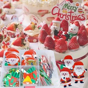 Feliz Natal desenho animado Papai Noel Misture comestível Glutinous Wafer Rice Papel Bolo Cupcake Toppers Decor Bolo de Natal Decoração