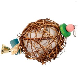 Other Bird Supplies Parrot Toy Rattan Ball Chewing Toys Parakeet Foraging Hanging The Wooden Cage