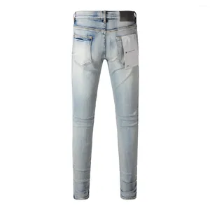 Women's Pants Purple Brand Jeans 1: 1 2024 Slim Tide Fashion High Street Blue Patches