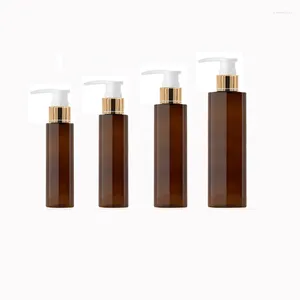 Storage Bottles 2pcs 100ml 150ml200ml 250ml Brown Liquid Soap Pump Container For Personal Care Lotion Gold Cosmetic Containers