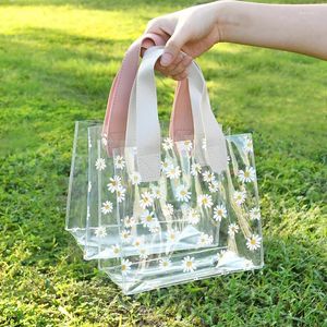 Gift Wrap Daisy Flowers Bag Clear PVC Tote Wedding Birthday Festival Party Transparent Package Bags Anniversary Supplies Decor