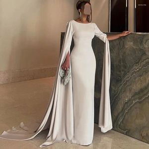Partykleider Abendkleid Langarm Scoop Neck Mermaid Rücken Split Reißverschluss Saudi -Araber Frauen bodenlange drapierte Dubai Prom Kleid
