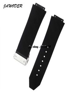 Jawoder Watch Bands 28mm x 19mm män rostfritt stål silver distributionslås svart dykning silikon gummi remstillbehör för nub3427721