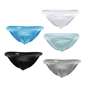 Underpants Stylish Men Shiny Imitation Leather Lingerie Underwear Low Rise Briefs Bugle Pouch