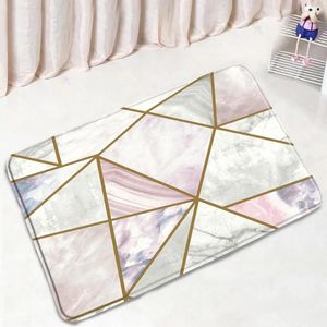 Bath Mats Modern Marble Printed Bathroom Mat Geometric Stripe Pattern Non-Slip Rugs Flannel Home Decor Kitchen Doorway Aisle Carpet