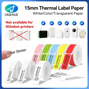 Etikett pappersrulle klistermärke transparent vit färgkabel tejp för termisk skrivartillverkare 3-5 rullar 15 30mm 12