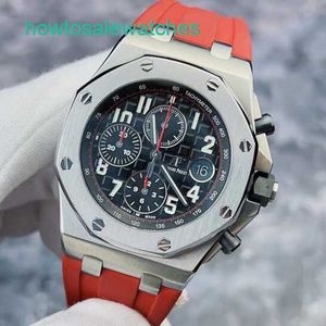 Luxury AP Wrist Watch Royal Oak Offshore Series 26470ST Classic First Generation Vampire Black Plate Red Needle 42mm Automatic Mechanical Mens Watch