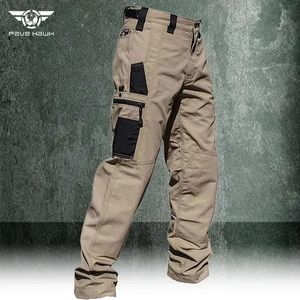 Menslastbyxor Multi Pockets Arbetsbyxor Casual Tactical Pants Man Outwear Straight Autumn Winter Wear-Interisting Trousers 240329