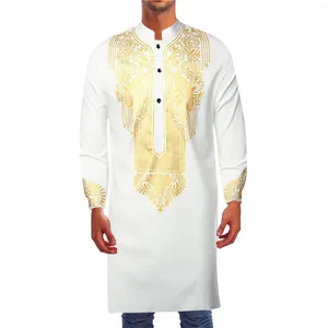 Etnik Giyim İlkbahar ve Yaz Erkekler Müslüman Cobles Sıradan Moda Damgası Külot Gömlek Totem Uzun Düz Shi