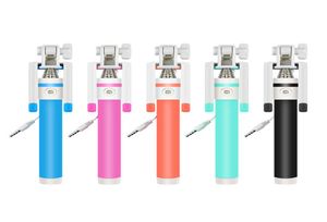 Mini Rotating Selfie Stick Button Wired Silicone Handheld Remote Control Foam Monopod Selfportrait Stick for iphone3036990