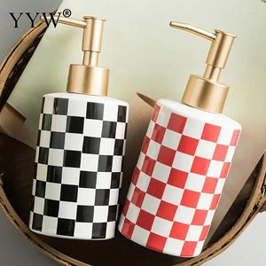 Liquid Soap Dispenser European Plated Geometric Ceramic Lotion Bottles Gold Press Head Hand Sanitizer Portable Badrumstillbehör