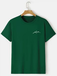 Mountain Mens Casual Trendy Graphic Print Bekväm Crew Neck Kort ärm T-shirts Summer överdimensionerade lösa tees 240328