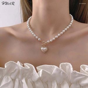 Anhänger Halskette Mode Charm Chain Shell Halskette Frauen Imitation Barock Perlenperlen Hochzeitskragen Schmuck Geschenk