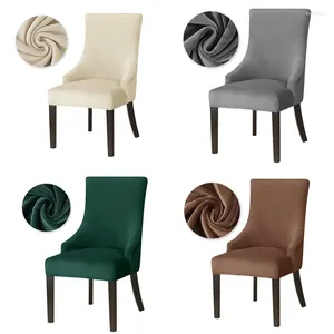 Sandalye kapakları 2/4pcs soild renkli yemek kapağı kadife elastik kanat arkası yüksek sırt eğimli koltuklar ev dekor için slipcover