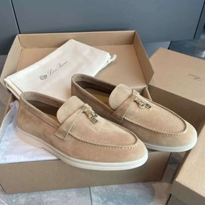 Casual Loro Piano Schuhe Slipper flach LP Low Top Wildleder Kuh Leder Oxfords Moccasins Sommer Walk Komfort Schlupf auf Herrendesigner Gummi -Sohle Flats Mg