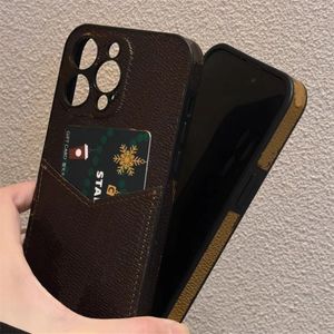 Case di telefono del titolare della scheda Designer per iPhone 15 15Pro 14 14Pro 14Plus 13 13Pro Copertina di cellulare di lusso in pelle di lusso