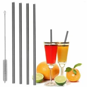 Drinking Straws 5pcs Metal 304 Steel Ecofriendly Reusable For Drinkware Bar Cocktail Glasses Cup 215x6mm