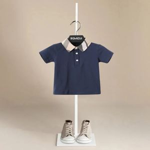 Summer Boys Polo Tshirt Plain Solid Fashion Toddler Tees Baby Shirts Tops Handsome School Children Kläder barntröja 240325