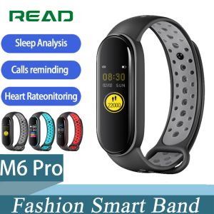 Pulseiras Smart Band M6 Pro Watch Men Mulheres Monitor de frequência cardíaca Monitor de pressão do sono Pedômetro Pedômetro Smart Bracelet Watch For Android iOS