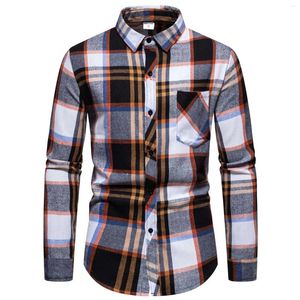 Men's Casual Shirts Plaid Shirt 2024 Spring Autumn Simple Checkered Men Buttons Long Sleeve Chemise Homme Cotton Male Check