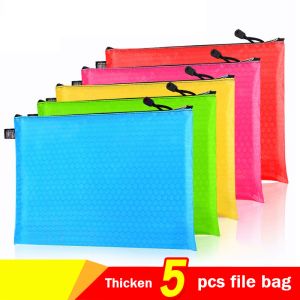 Folder 5pcs A4 Document Bag B4 Zipper Bag Pen Bag Waterproof A3 File Folders Information Bag Student Test Paper Storage Bag Stationery