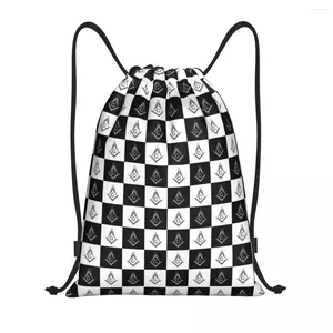 Torby na zakupy Freemason Checkered Wzór sznurkowy plecak sportowa torba gimnastyczna dla mężczyzn Kobiety Mason Mason Training Training Sackpack