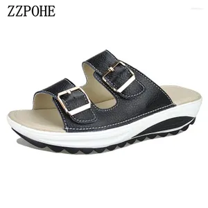 Тапочки ZZPOHE Summer Women Fashion Fashion Mid Heel Beach Комфортно женщина повседневная женщина сексуальная плюс размер