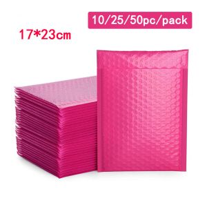 Mailer 10/25/50pcs Mailer Poly Blasen gepolsterte Mailing -Umschläge für Mailer Geschenkverpackung Selbstversiegelbeutel Blasenpolsterung Pink 17*23 cm